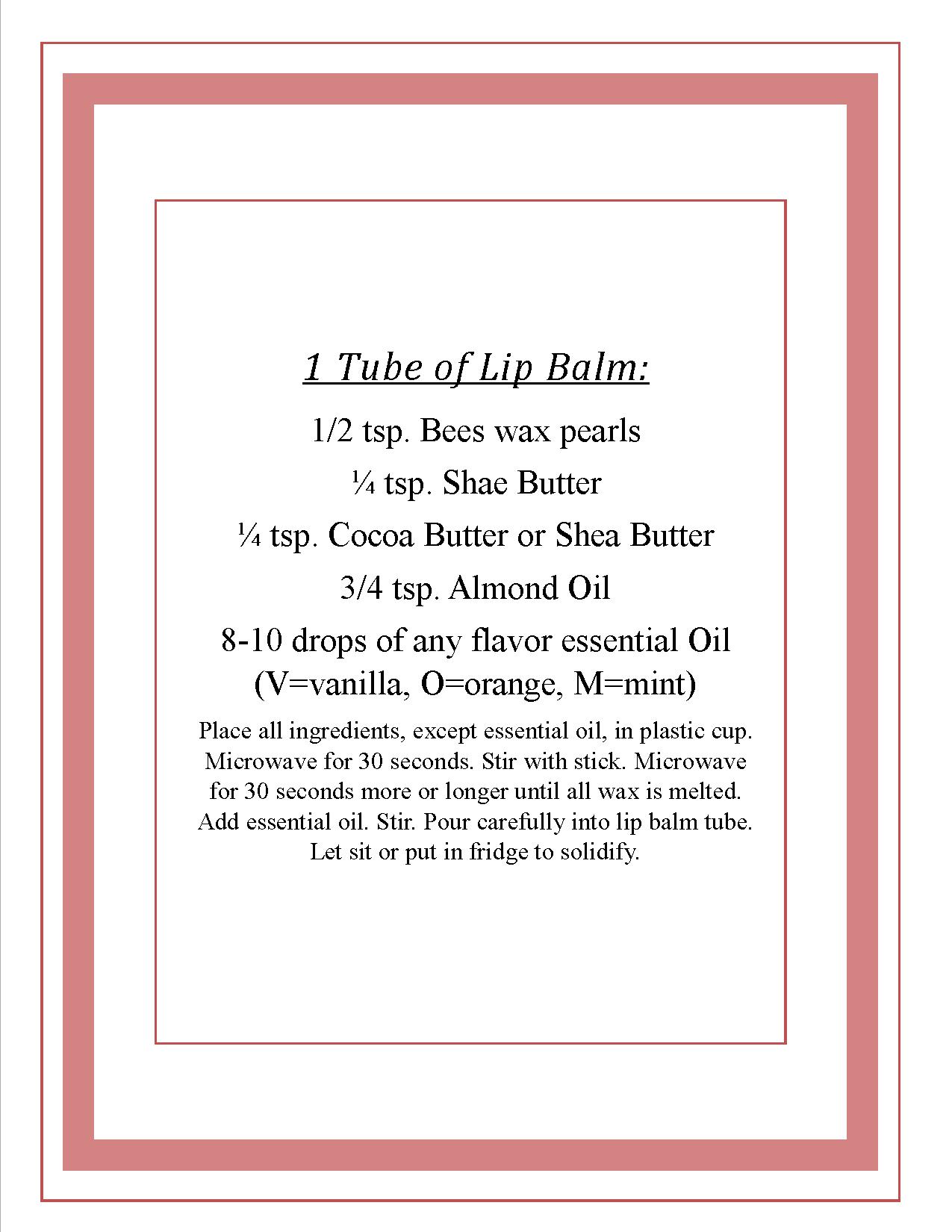 1 tube of lip balm instructions Silverdale Stake Youth